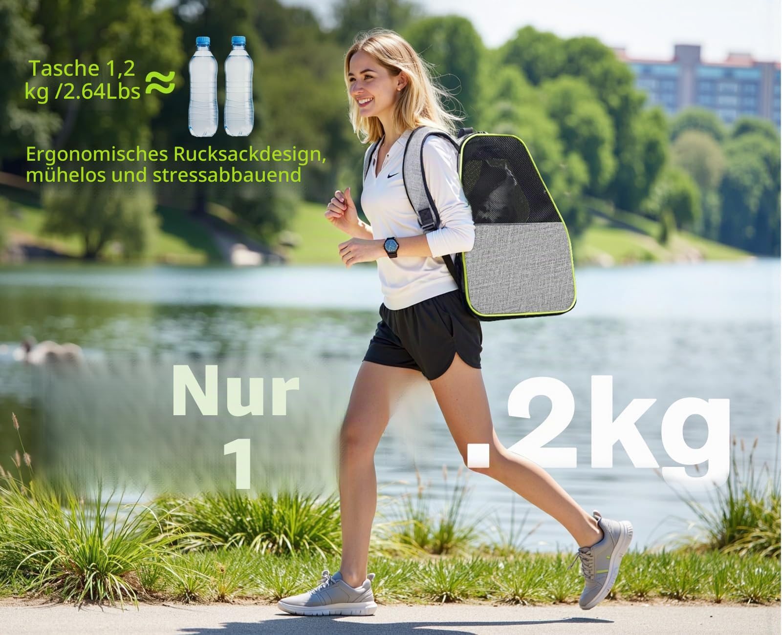 pecute Katzenrucksack Haustier Rucksack mit Netzfenster, Tragbare und Faltbare Katzentasche, Atmungsaktive und Leichte Hundetasche, Multifunktionales Ausgehen Reisen Grau bis 6 kg
