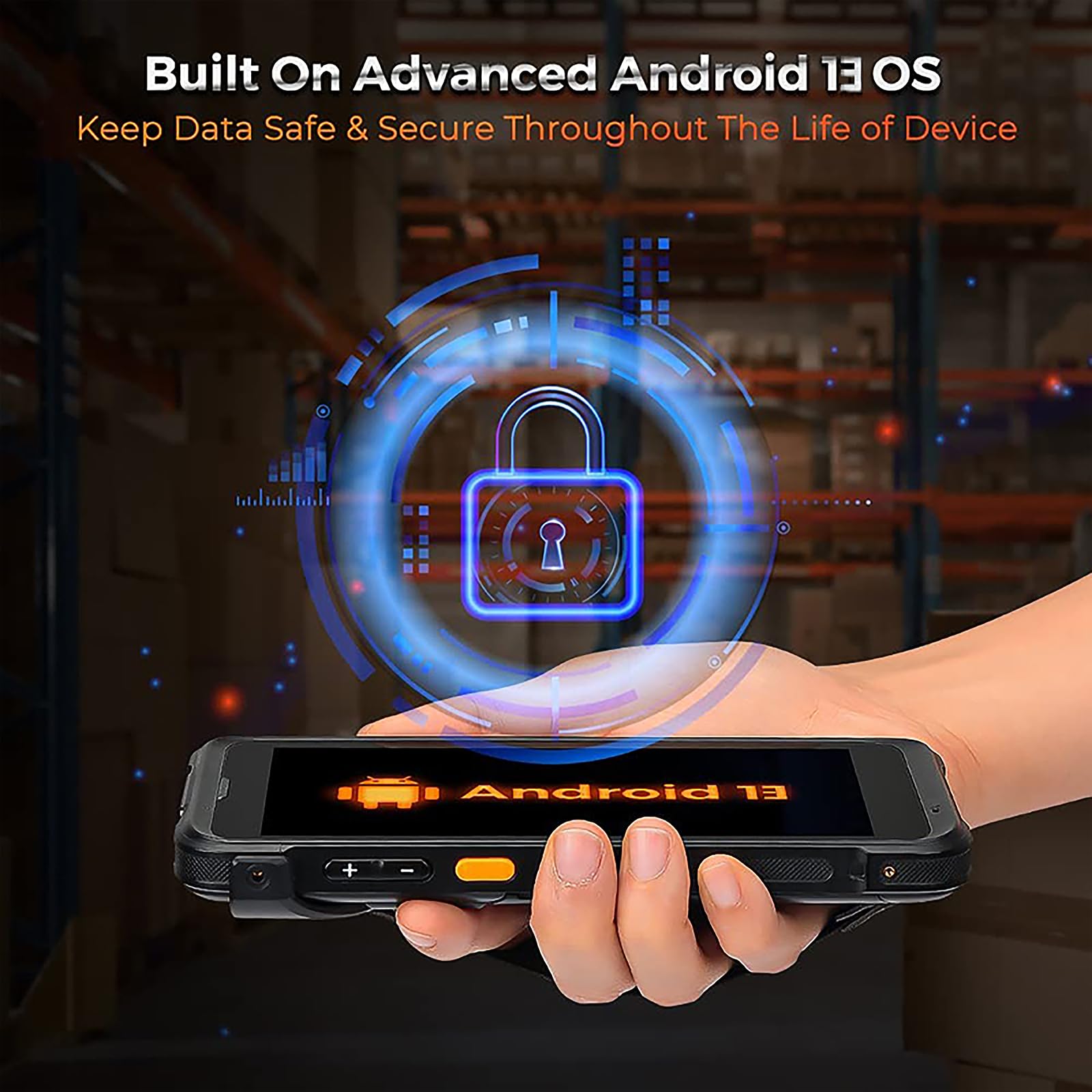 PDART66 - Escáner de código de barras de mano Android 13 con agarre de pistola, motor Zebra SE4710 equipado, computadora móvil PDA resistente HD de 5.5 pulgadas, NFC Wi-Fi 6 QC3.0 GPS 1D/2D/QR