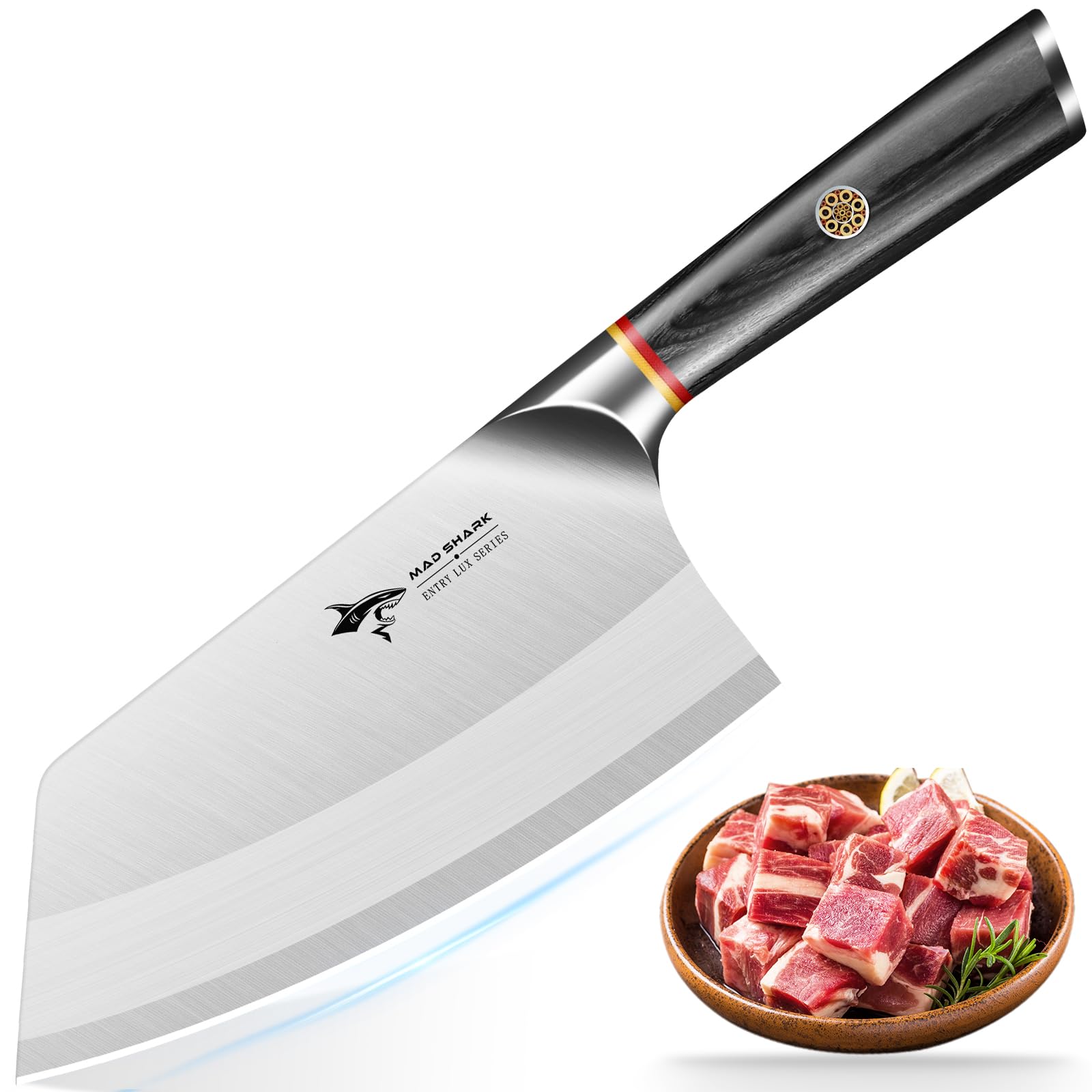 MAD SHARK Vegetable Cleaver 7 Inch, Chinese Chef Knife, Razor Sharp Kitchen Knife for Slicing Boneless Meat and Vegetables