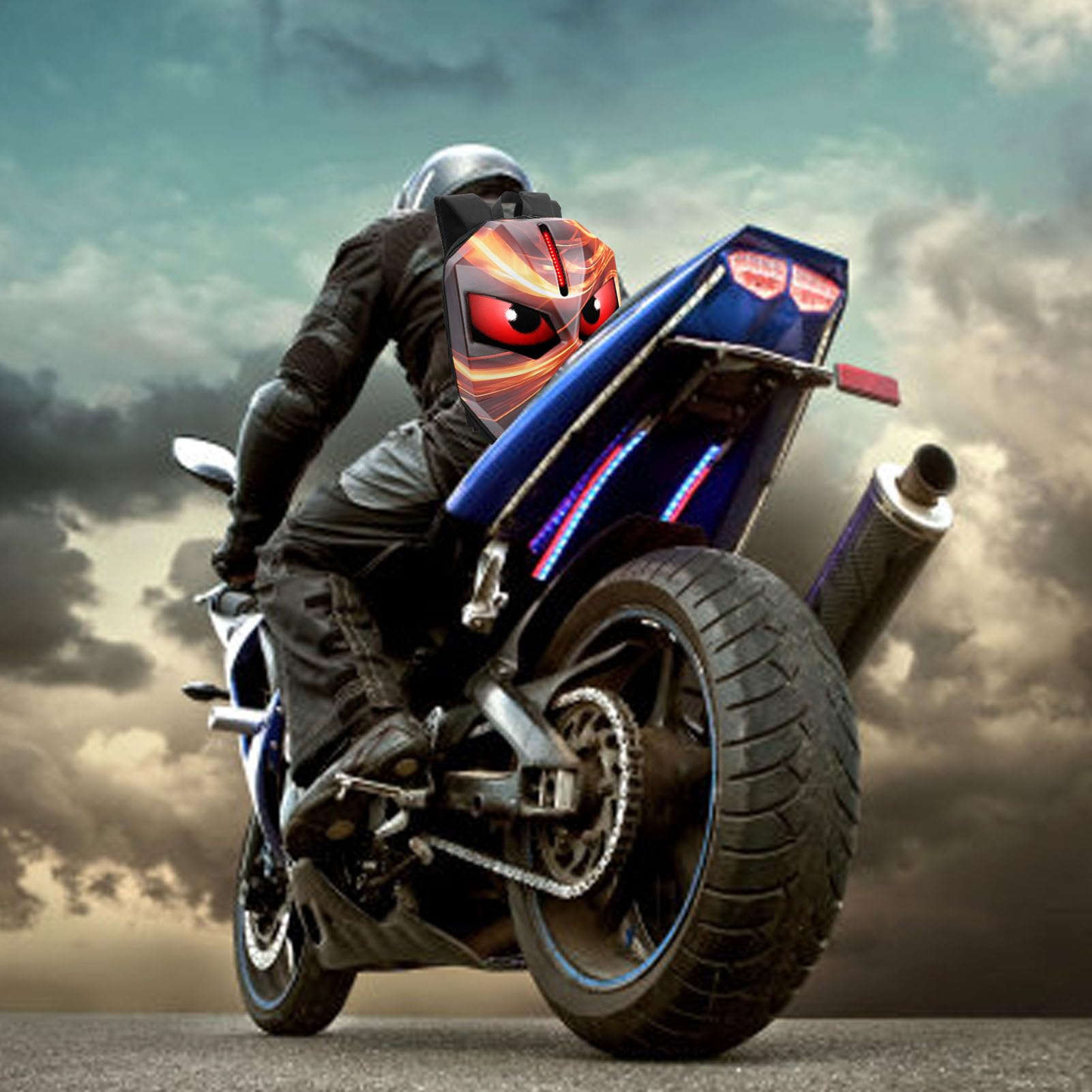 zaino moto a LED, Schermo programmabile 60x32 pixel Zaino a prova d'acqua Hard Shell Borsa bagagli moto, APP Controllo Zaino per laptop fai te per Equitazione Ciclismo Viaggi