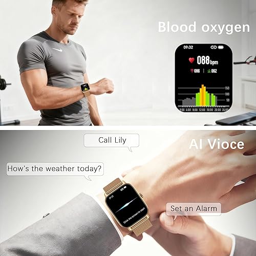 Miniatura 5 de Reloj inteligente para mujer, rastreador de ejercicios oro hacer respuesta llamada, impermeable, para correr, teléfono Android, iPhone, Samsung,