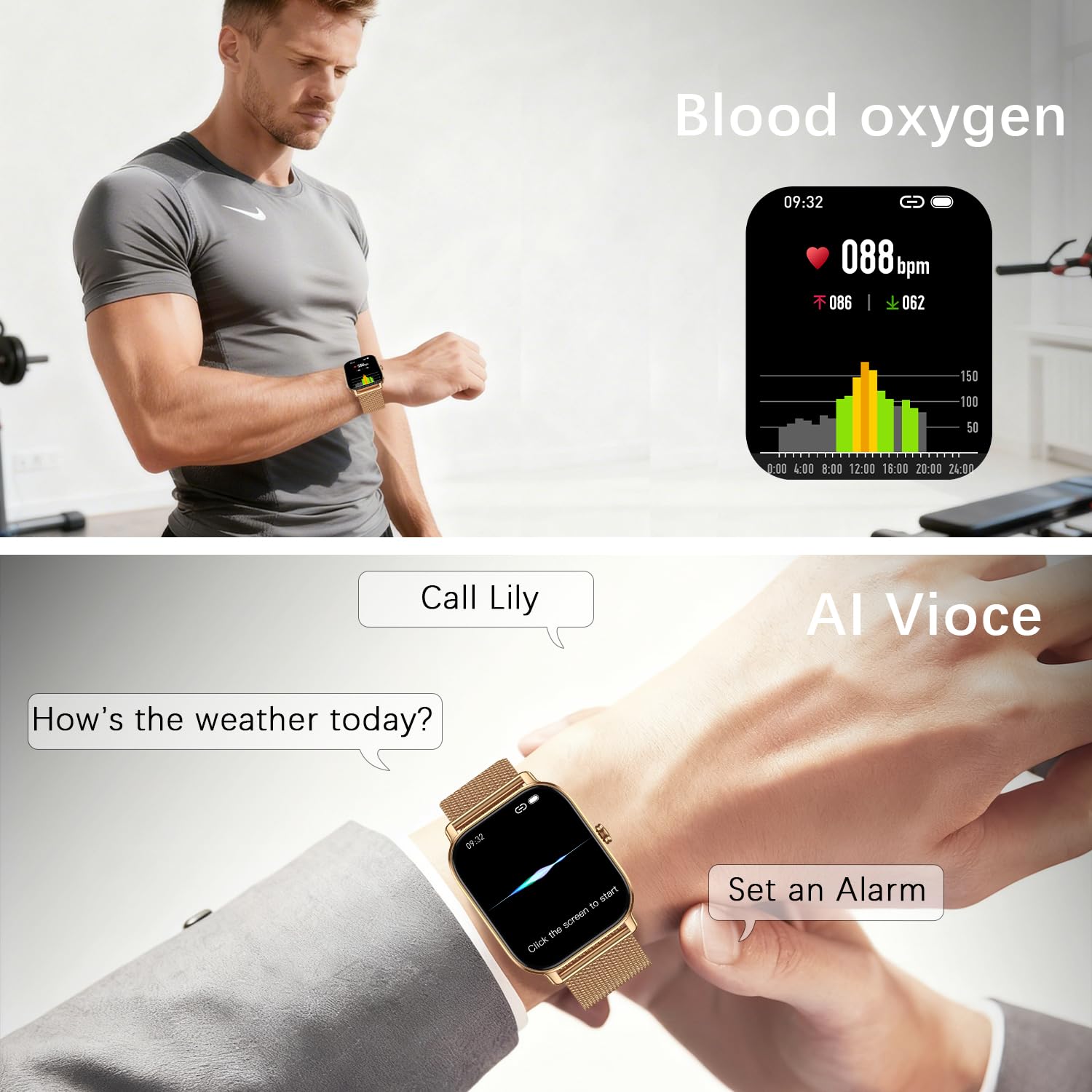 Smartwatch Donna 1.85" Orologio Smartwatch Fitness Tracker: Impermeabile IP68 Digitale Smart Watch Uomo con Chiamate Bluetooth Contapassi 120+ Modalità Sonno Fisiologia Femminile per Android iOS