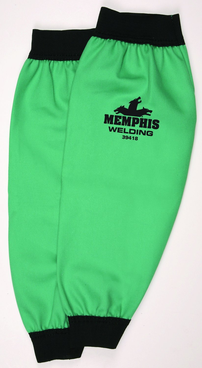 MCR Safety 39418 Flame Resistant Cotton Fabric Welding Sleeves with 2-1/2-Inch Elastic, Green, 18-Inch, Medium, 1-Pair