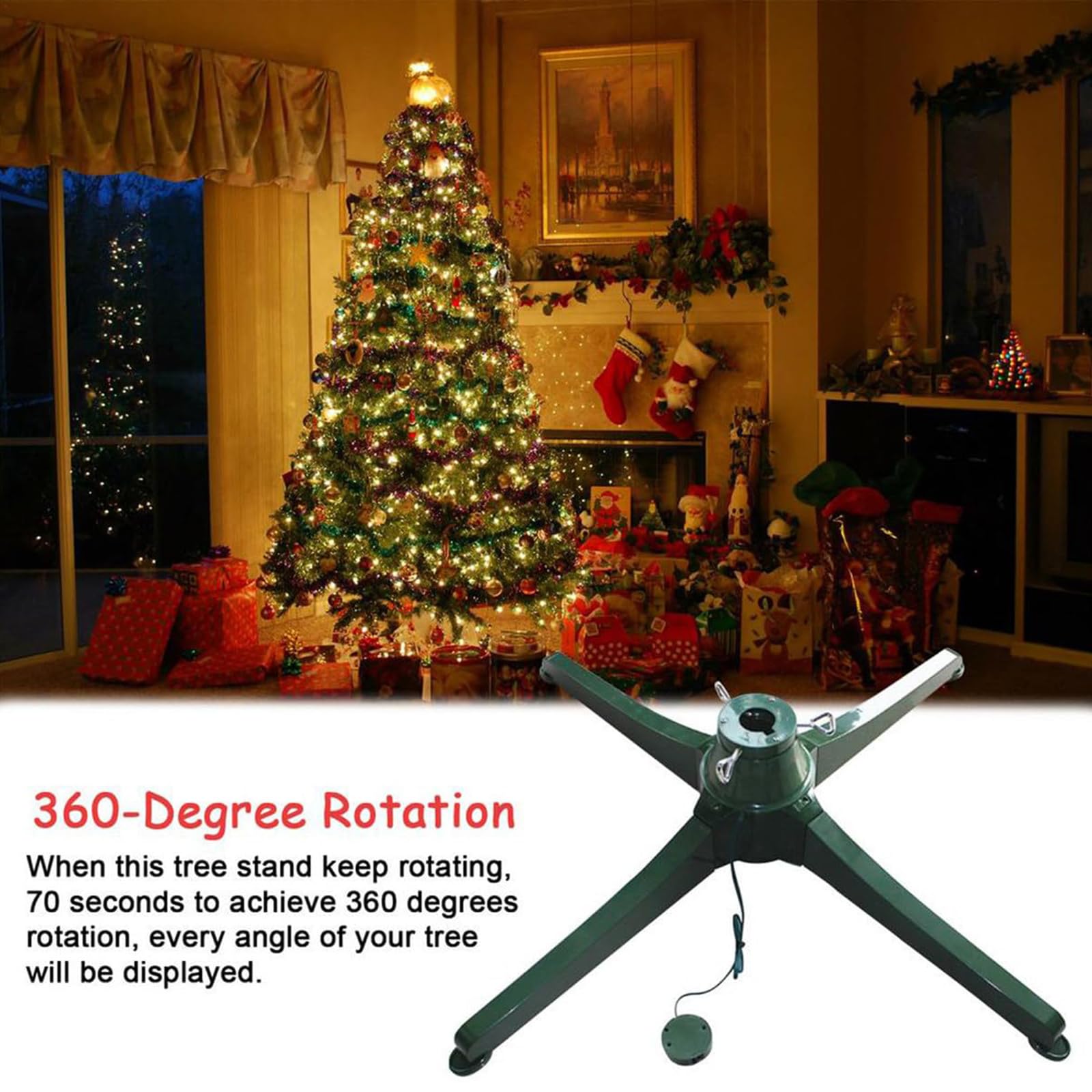 Soporte Giratorio para Árbol de Navidad, Soporte para Árbol de Navidad con Giro de 360 Grados, Soporta Árboles Artificiales de hasta 25 kg, para Hogar u Oficina