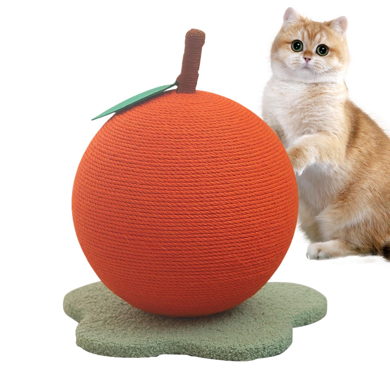 Balle pour chat en sisal orange ideale pour animer les journies en appartement