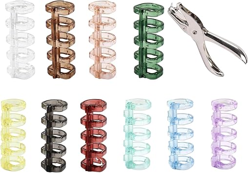 Plastic Binder Rings Set of 10 PCS Colorful 5 Holes Binding Hinged Rings