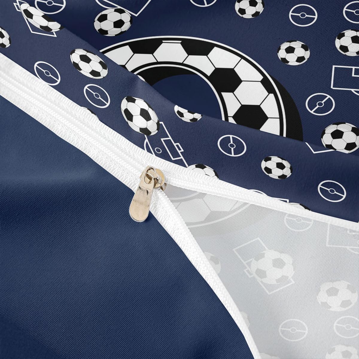 Erosebridal Alphabet Letter Soccer Duvet Cover Twin Modern Football Personalized Initial O Bedding Set Ball Sport Gaming Room Decorative Comforter Cover,Monogrammed Soccer Court Bed Set image 5