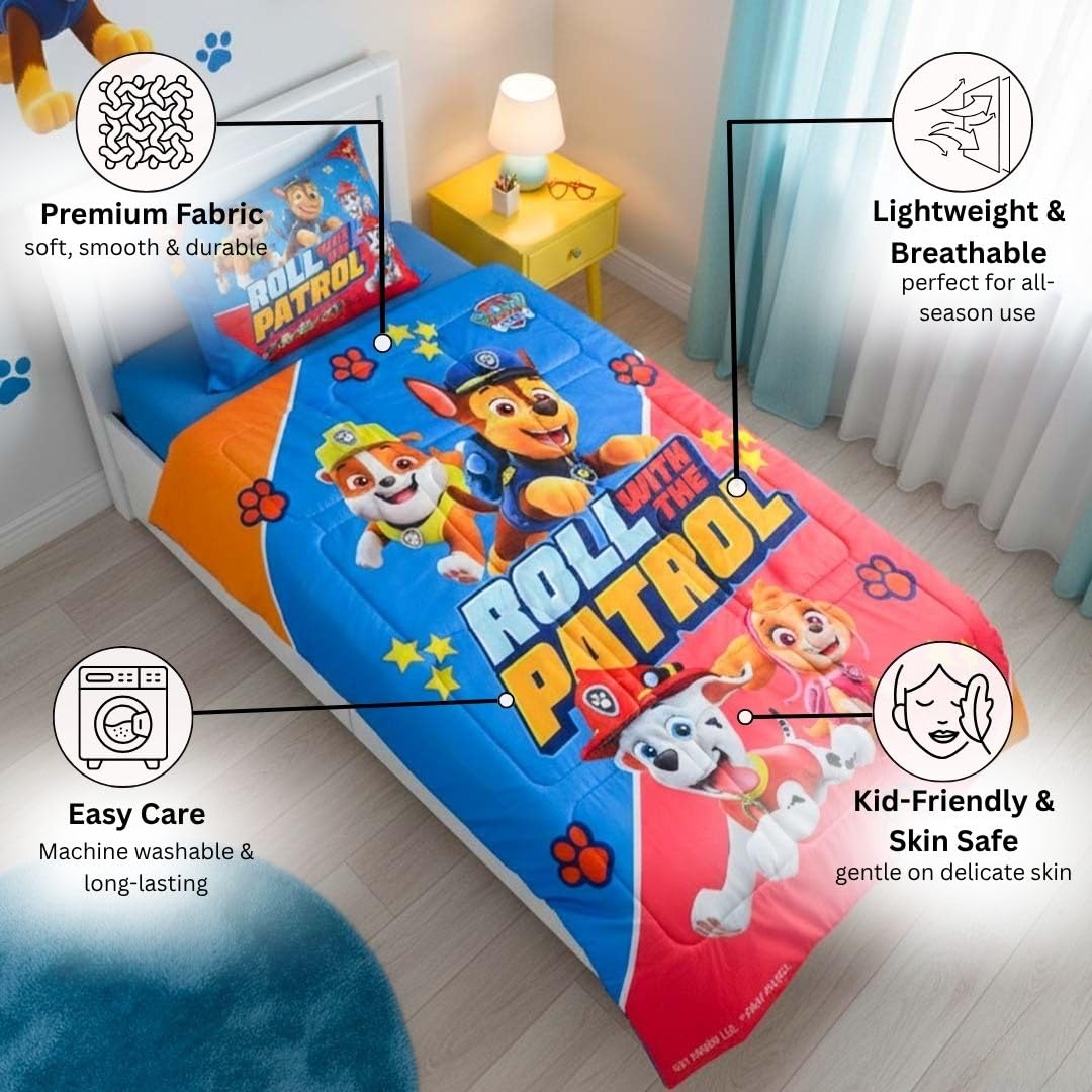 Athom Living Paw Patrol Themed Kids Comforter, Soft & Lightweight, Durable Bedding for Boys, Cozy & Vibrant Printed Bedspread, Machine Washable, Multicolor| 390 GSM, 135x220 cm 2