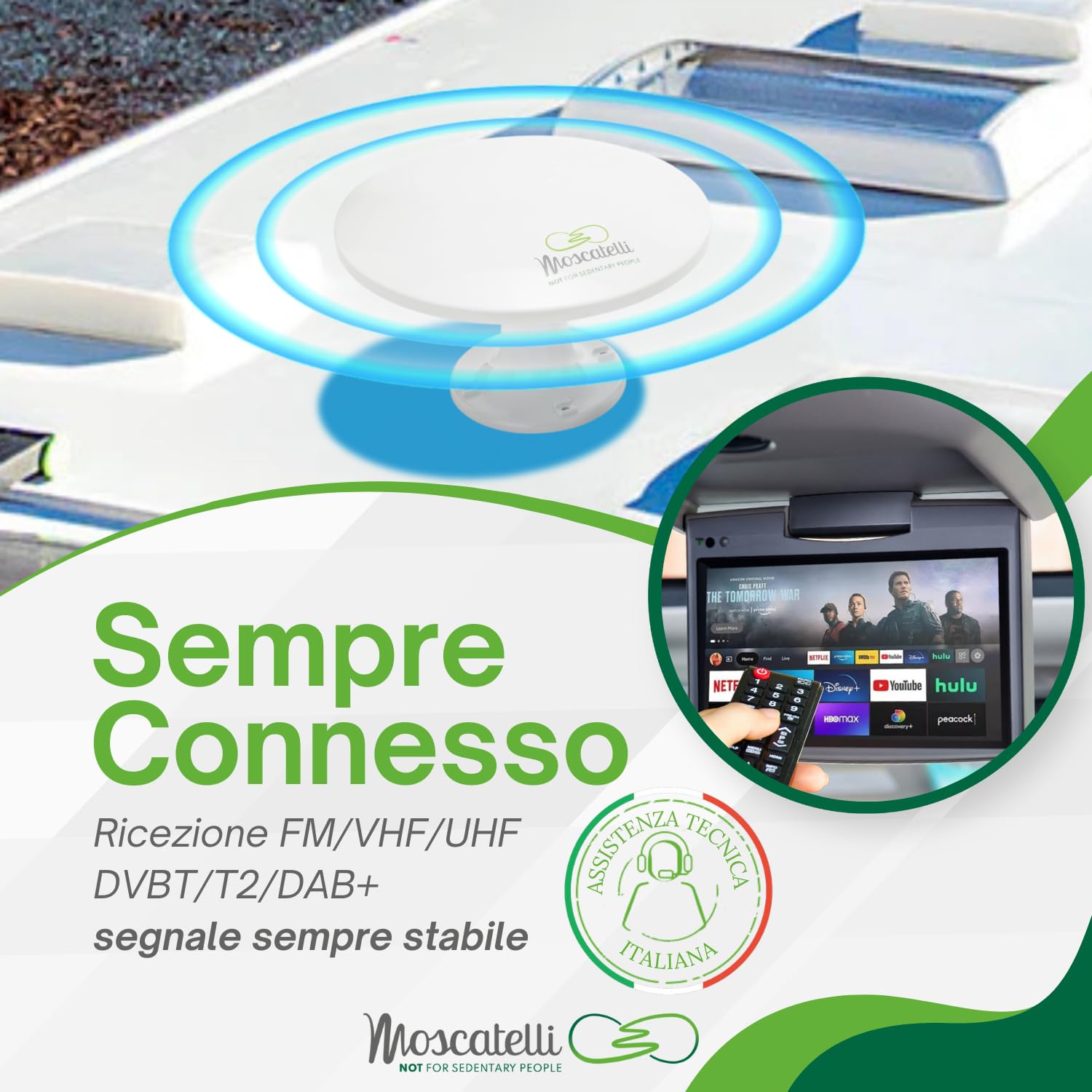 Antenna TV Omnidirezionale 4G LTE Camper White - Dettaglio