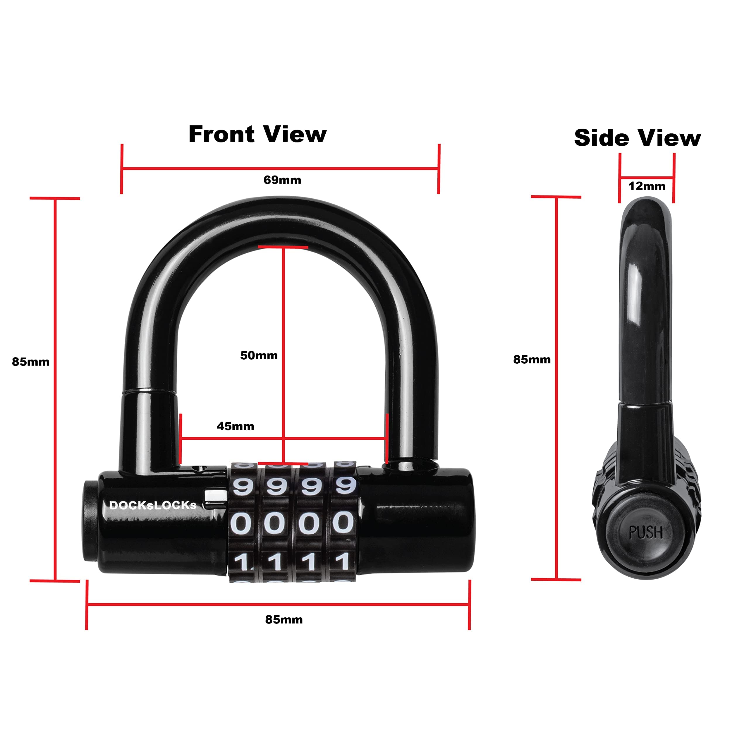 DocksLocks Zestaw blokad kablowych (1,5 m do 7,6 m) – odporny na warunki atmosferyczne, pętelkowe końcówki, zwinięty, kompaktowy, zawiera U-Lock, zabezpieczenie przed kradzieżą do rowerów, mebli