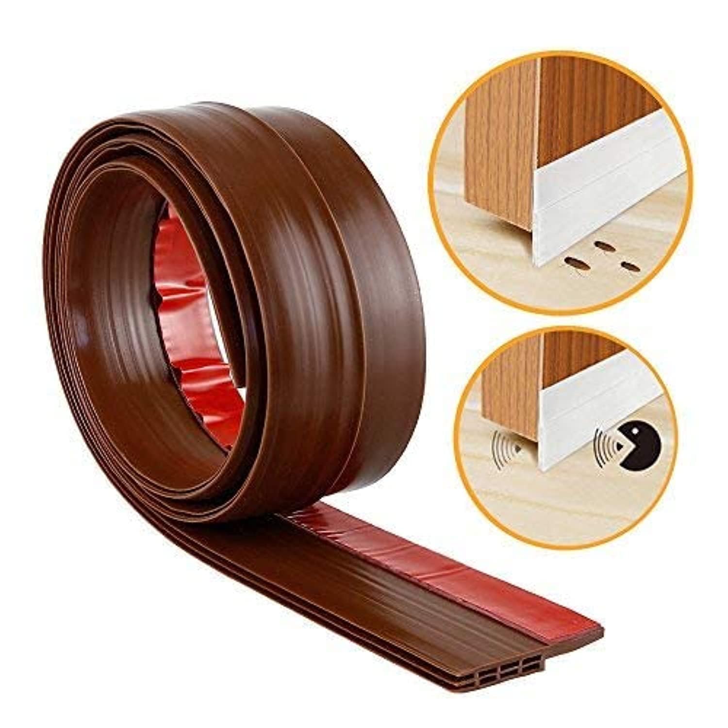 Stick&Seal 50 mm Wide, Under Door Sweep Weather Stripping Door Bottom Seal Strip Door Draft Stopper (2 Meter, Brown)
