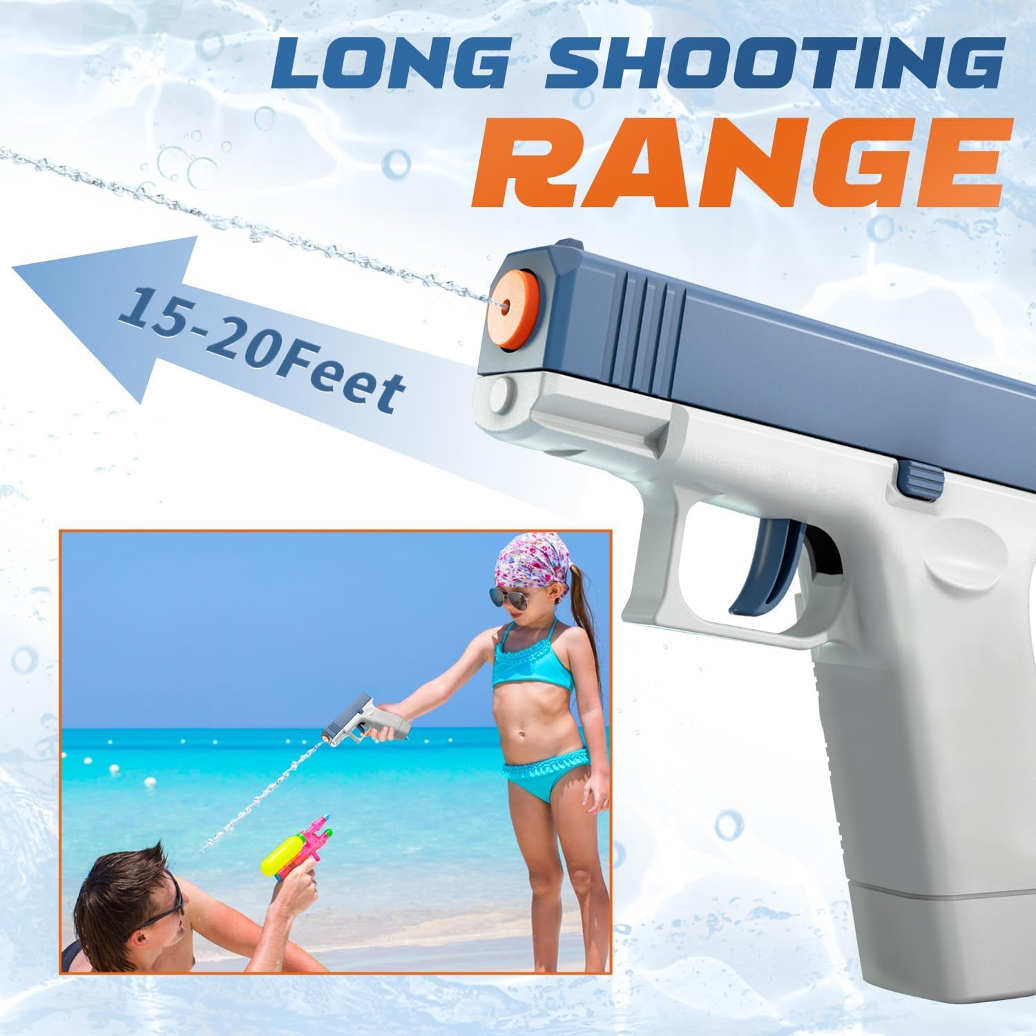 Cool Small Manual Water Guns 2 Pack - Super Squirt Water Pistol Toys for Kids&Aldult, Summer Outdoor Beach Pool Play, No Battery Needed, Aldult Boys Girls Gifts (Pink-MSG-Hyte)