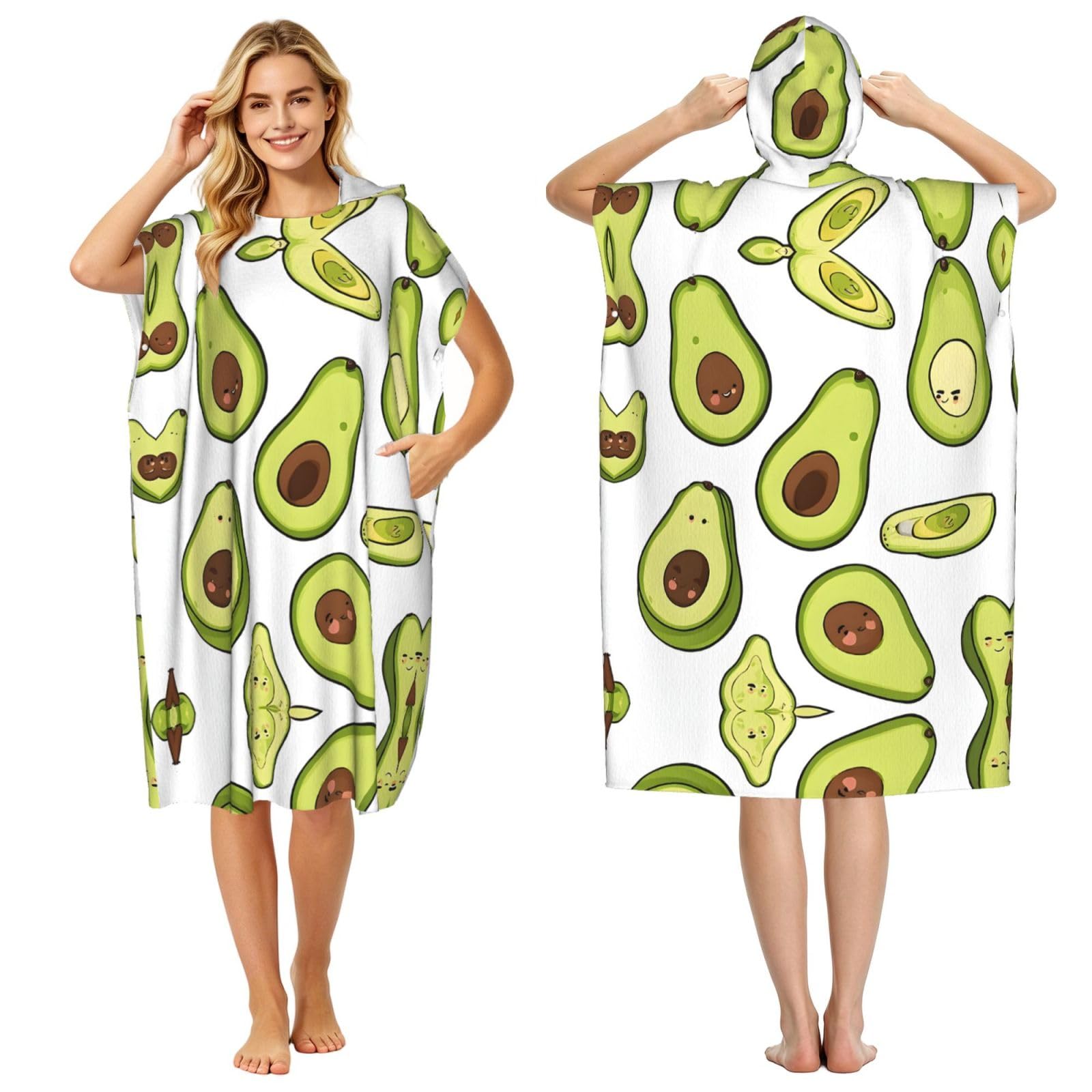 Peignoir à capuche piscine femme homme poncho tissu éponge léger séchage rapide