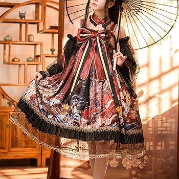 Amazon.co.jp: [BAGAD] ロリータドレス 和風和柄 デコルテ