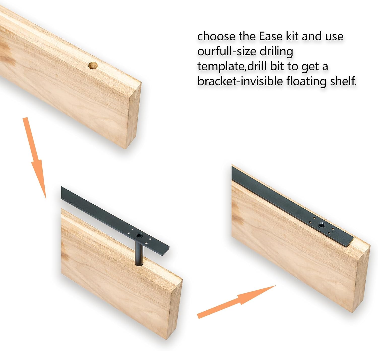 22‘’ Heavy-Duty Hidden Floating Shelf Bracket – 210 LBS Max Load (Mounted on Studs), Floating Mantel Bracket for Fireplace & Wall Shelves, Includes Easy Installation Kit（22 inch Brackets）