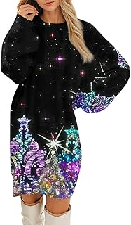 Genérico Vestido Navideño, Talla Grande Elegante Sexy Invierno Vestidos De Fiesta Mujer Elegantes, Divertido Fiesta Gala L...