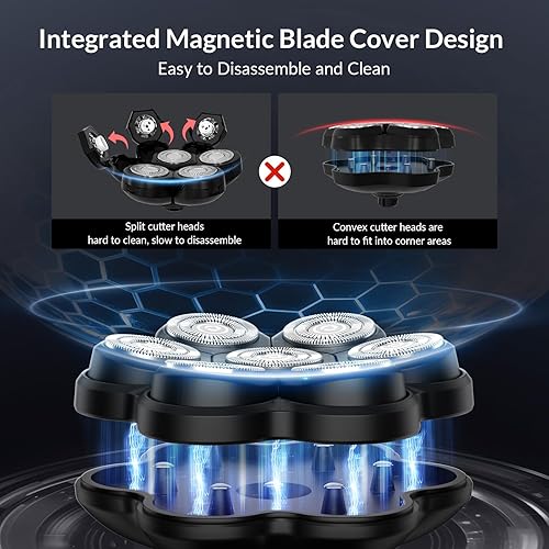 Miniatura 4 de Afeitadoras de cabeza para hombres calvos - Afeitadora eléctrica de arco 7D con cabeza magnética desmontable, kit de afeitado y aseo eléctrico 5 en