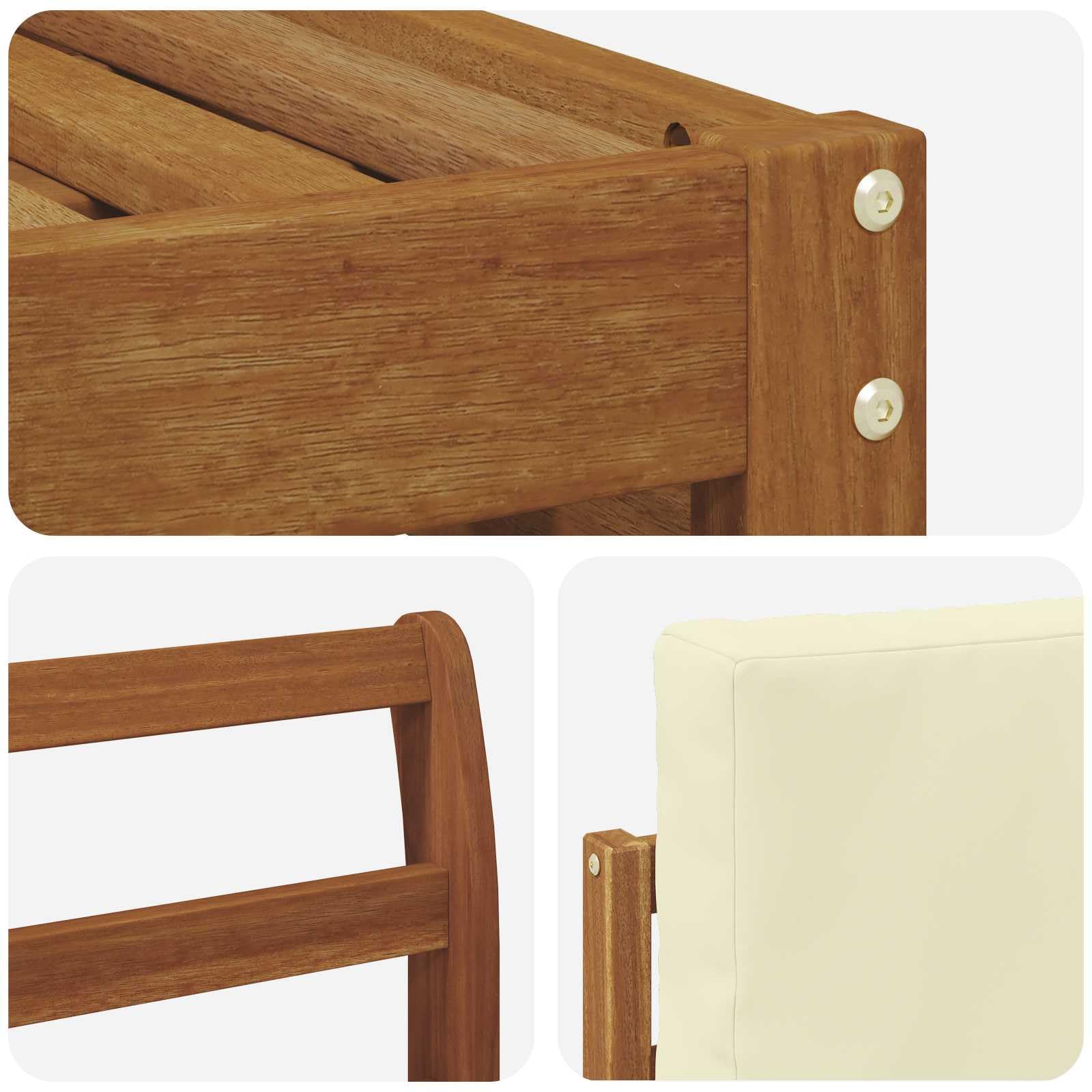 Möbelgarnitur 8-teilig aus massivem Akazienholz für Garten und Terrasse wetterfestes Essgruppen-Set mit Tisch, Sofas, Stühlen und Sitzkissen für stilvolle Outdoor-Einrichtung