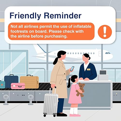 Miniatura 9 de Maliton Almohada inflable con reposapiés para viajes, cama de avión de altura ajustable para niños y adultos, reposapiés portátil 2 en 1 para avión,
