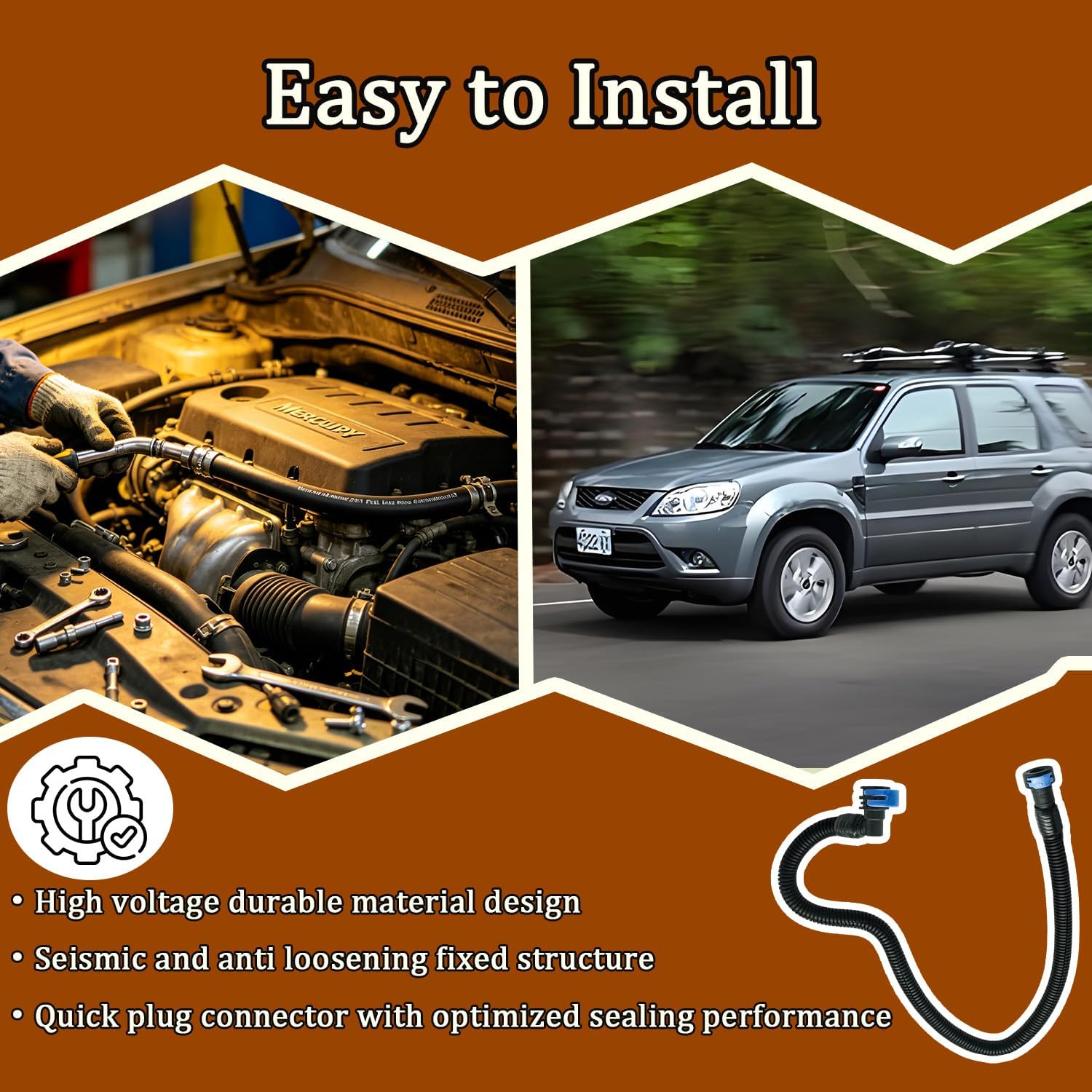 Fuel Line Hose Assembly Fit for Ford Escape 2009-2012, Fits Mercury Mariner 2009-2011 3.0L V6 Replace 9L8Z-9288-B 9L8Z9288B From Rail Down to Frame