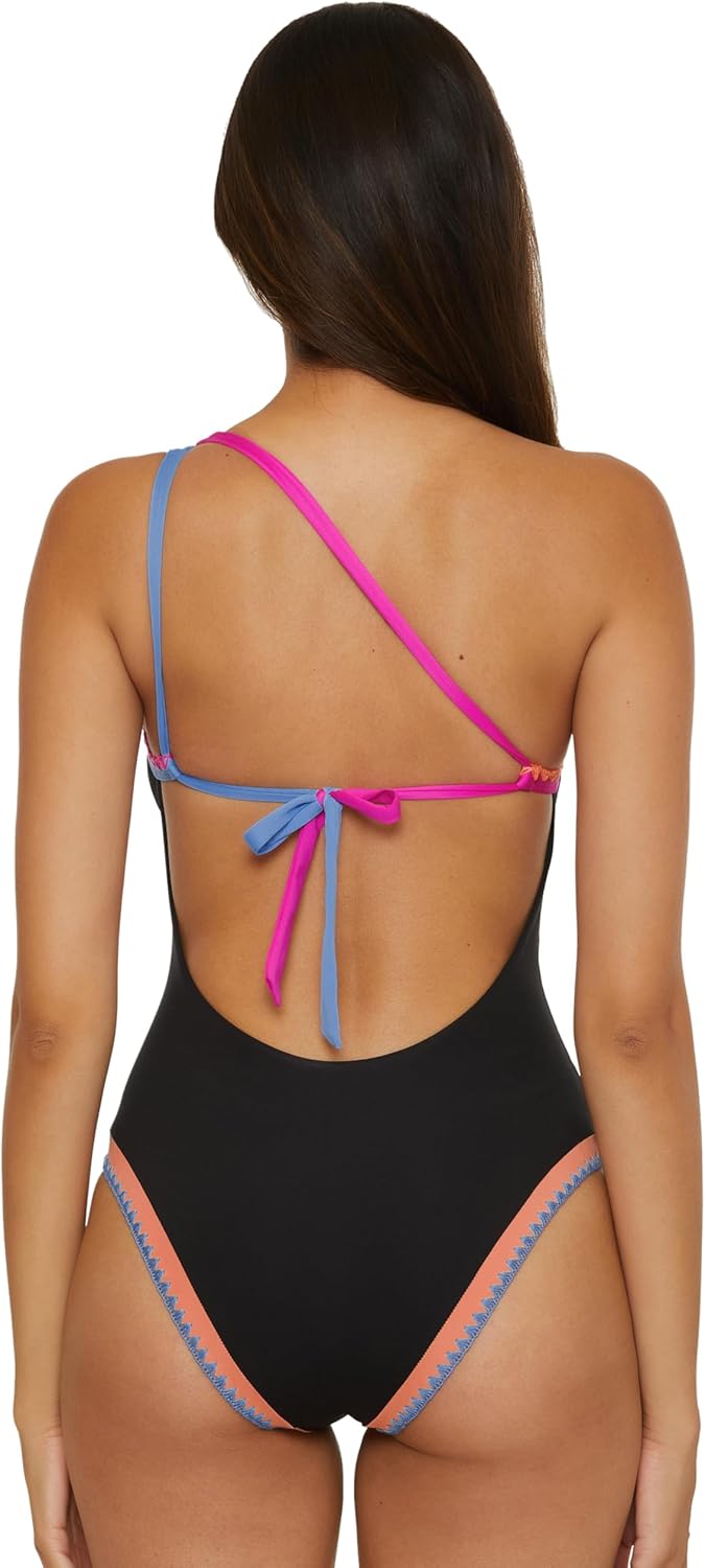 Lucky Brand Women's Avila Asymmetrical One Piece Swimsuit, Adjustable, Tie Back, Bathing Suits for Women