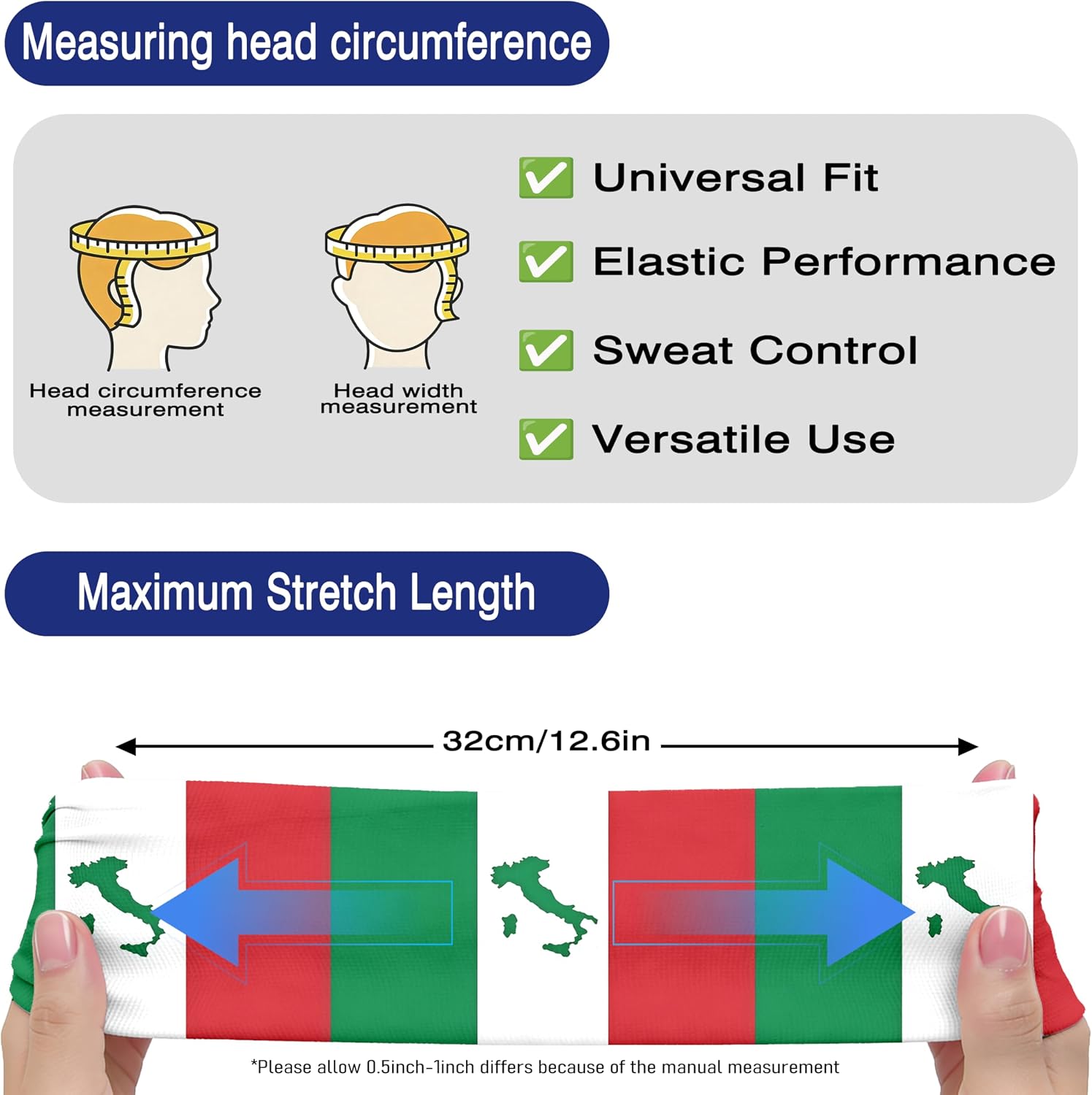 Flag Headbands for Men Women, Moisture Wicking Sweatband Breathable Sports Headwrap, Non-Slip Stretchy Fitness Hair Band