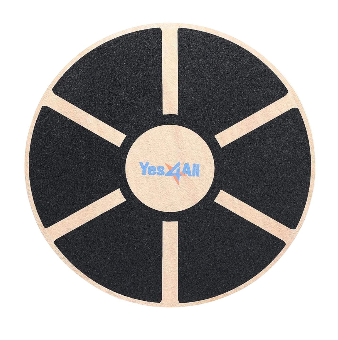Yes4All Wooden Wobble Balance Board,Core Strength Exercise Fitness Accessory, Workout Stability Equipment, Standing Desk Use, 15.75 inch