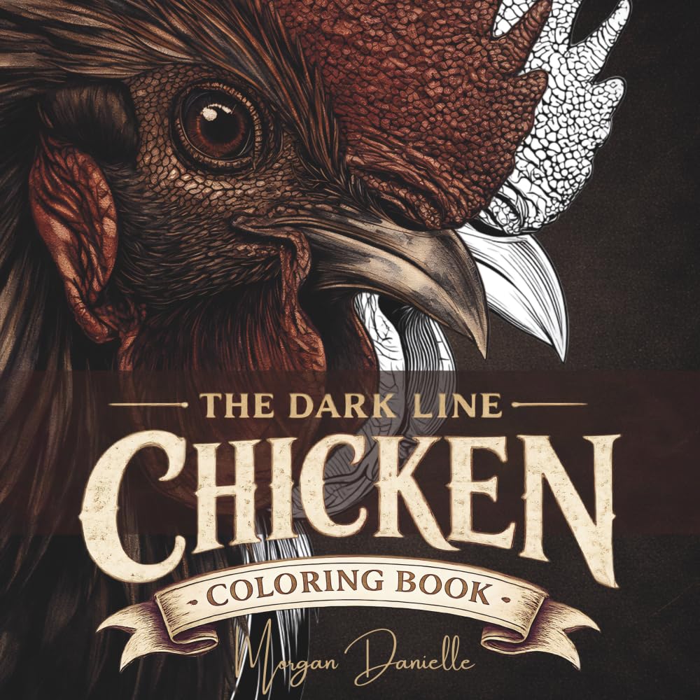 The Dark Line-Chicken coloring Book: Realistic chicken coloring book for adults. Realistic farm animal coloring illustrations, detailed hens, roosters ... lines. Farm inspired (Neural Ink Studios)