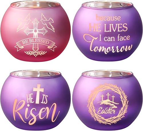 Miniatura 13 de Juego de 4 portavelas de Navidad de copo de nieve, portavelas de vidrio dorado y blanco para decoración de invierno, centros de mesa de Navidad