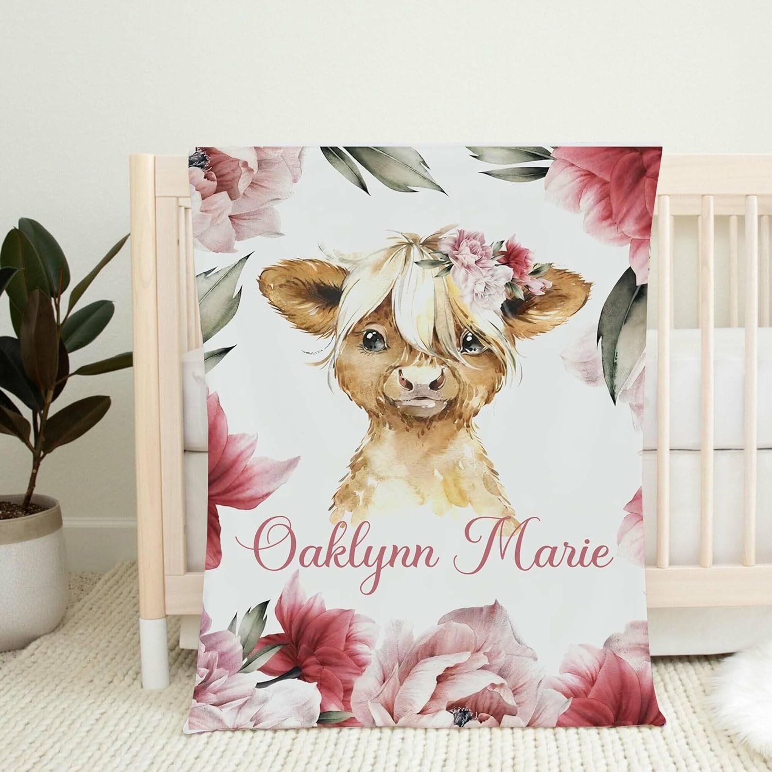 Personalized Safari Animal Baby Blanket with Name for Boys