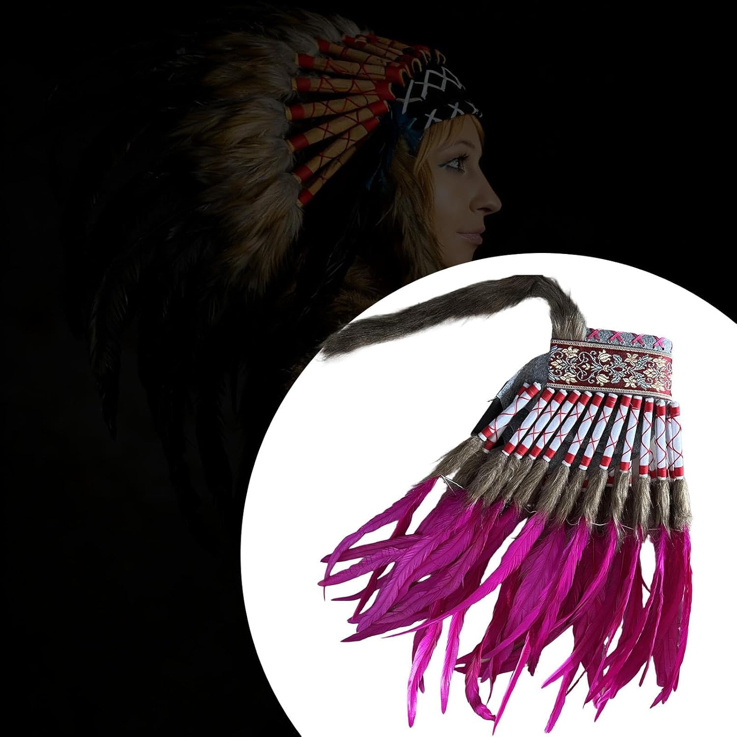 Artificial Feather Indian Headdress Unique Props Decor Headwear for Fancy Dress