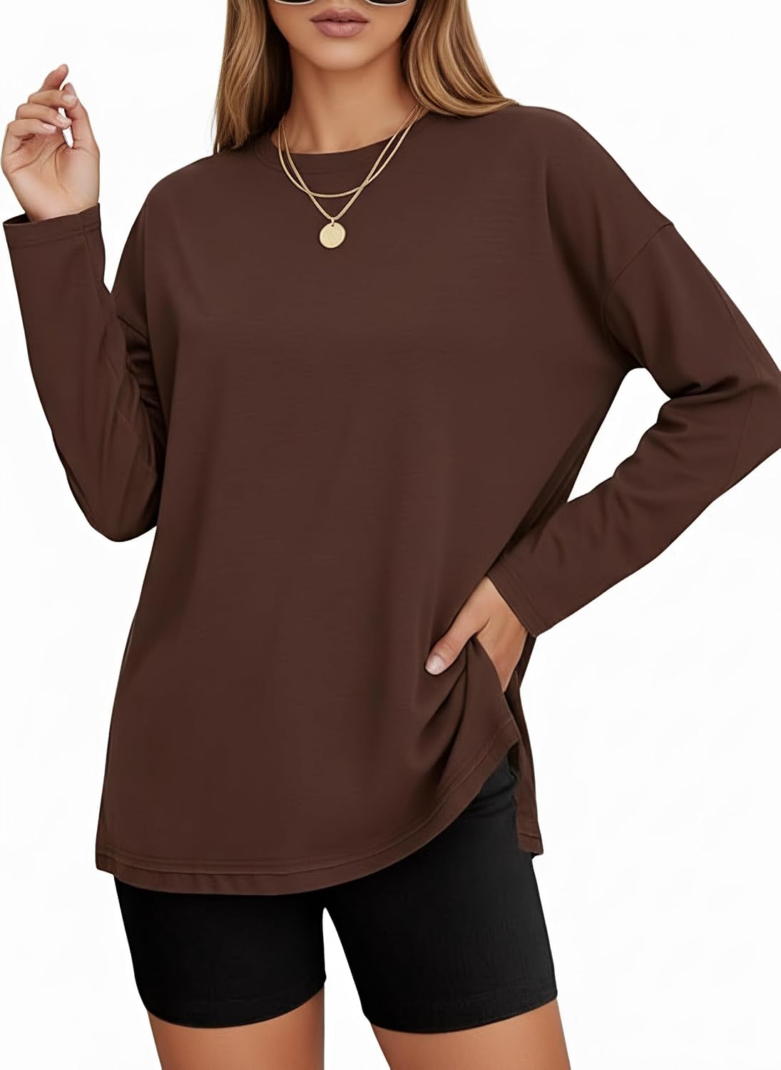 Tankaneo Womens Long Sleeve T Shirts Gym Crewneck Basic Tee Oversized Tops Workout Sweatshirts Loose Fit 2025 - Image 2