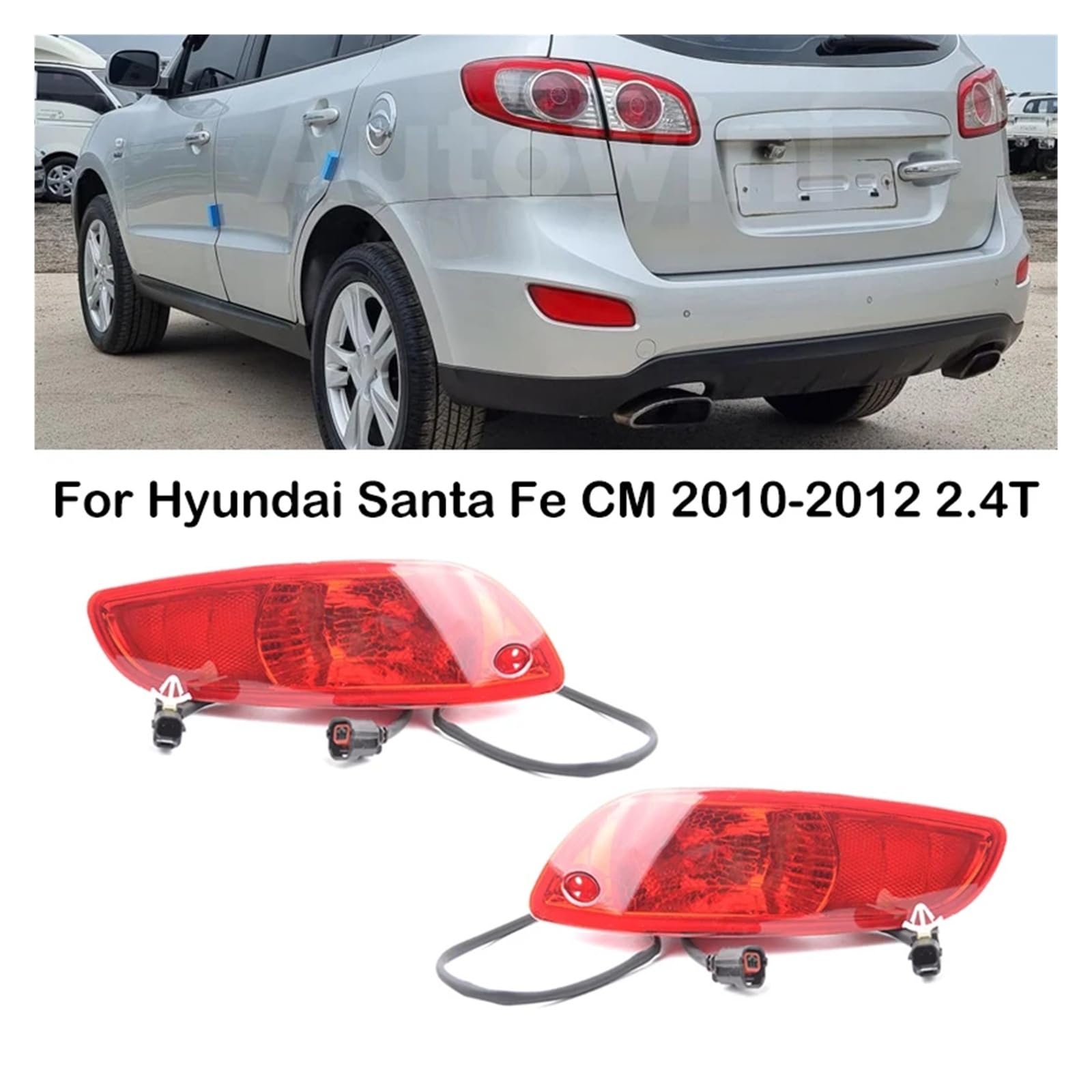 Pasuje do Hyundai Santa Fe CM 2010 2011 2012 2.4T tylny zderzak samochodowy światło hamowania lampa cofania Stop z żarówkami 92408-2B500 92409-2B500(1 Pair)
