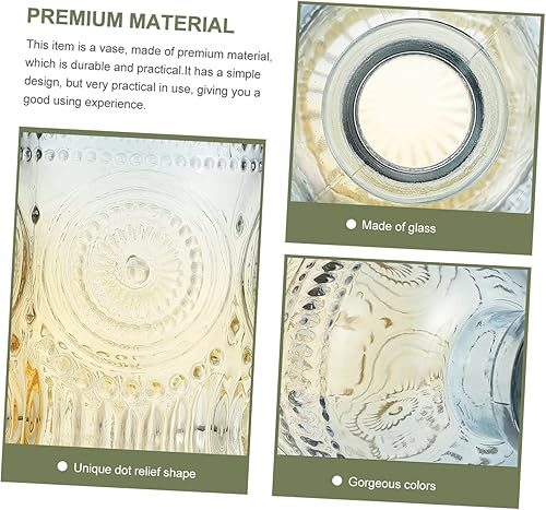 Vista 9 de Homoyoyo Florero retro con base en relieve beige vintage, 3 piezas, para flores secas