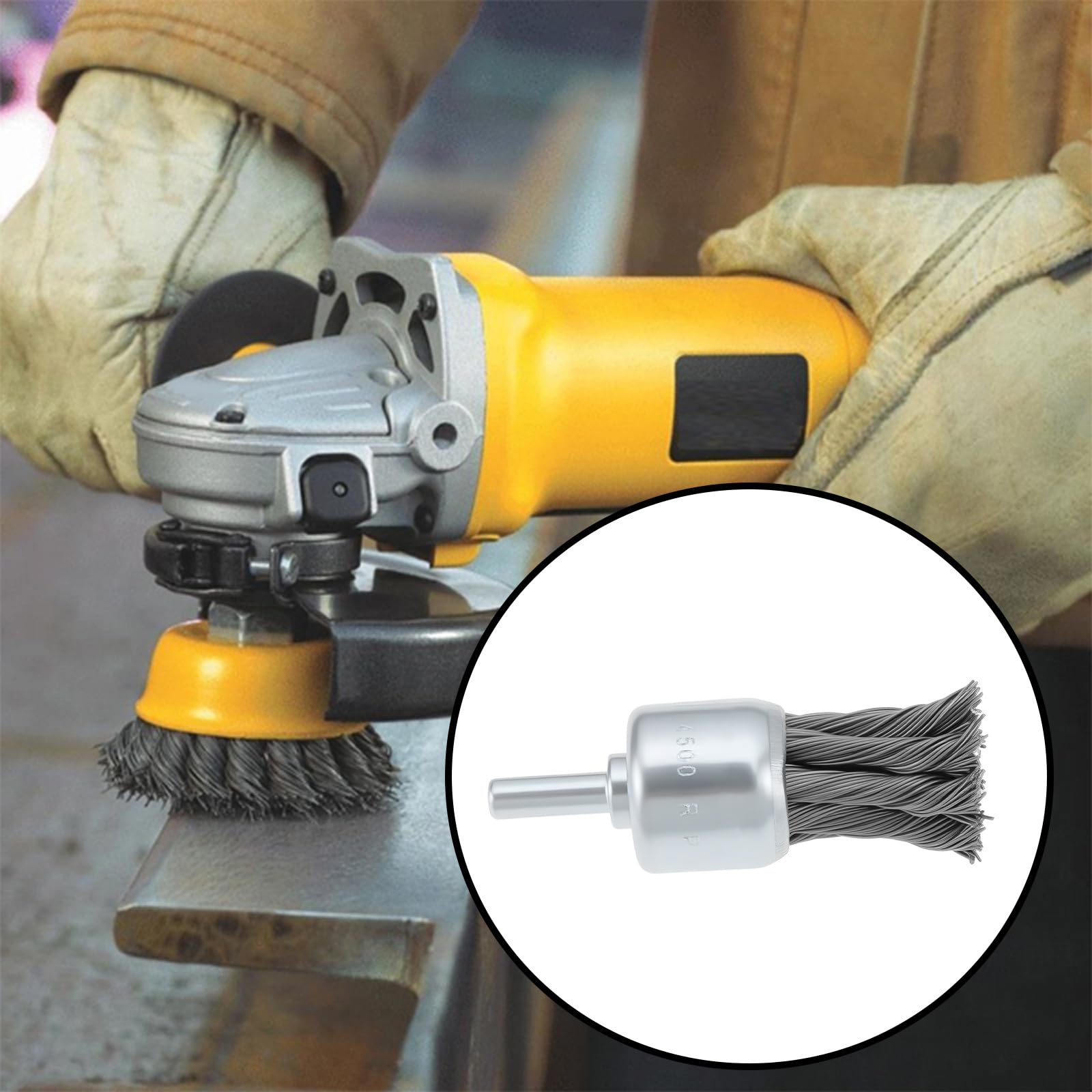 eMagTech 5 Pcs 25mm 1/4" Shank Wire Knot End Brush for Die Grinder Drill, Deburring Rust Removal - Image 4