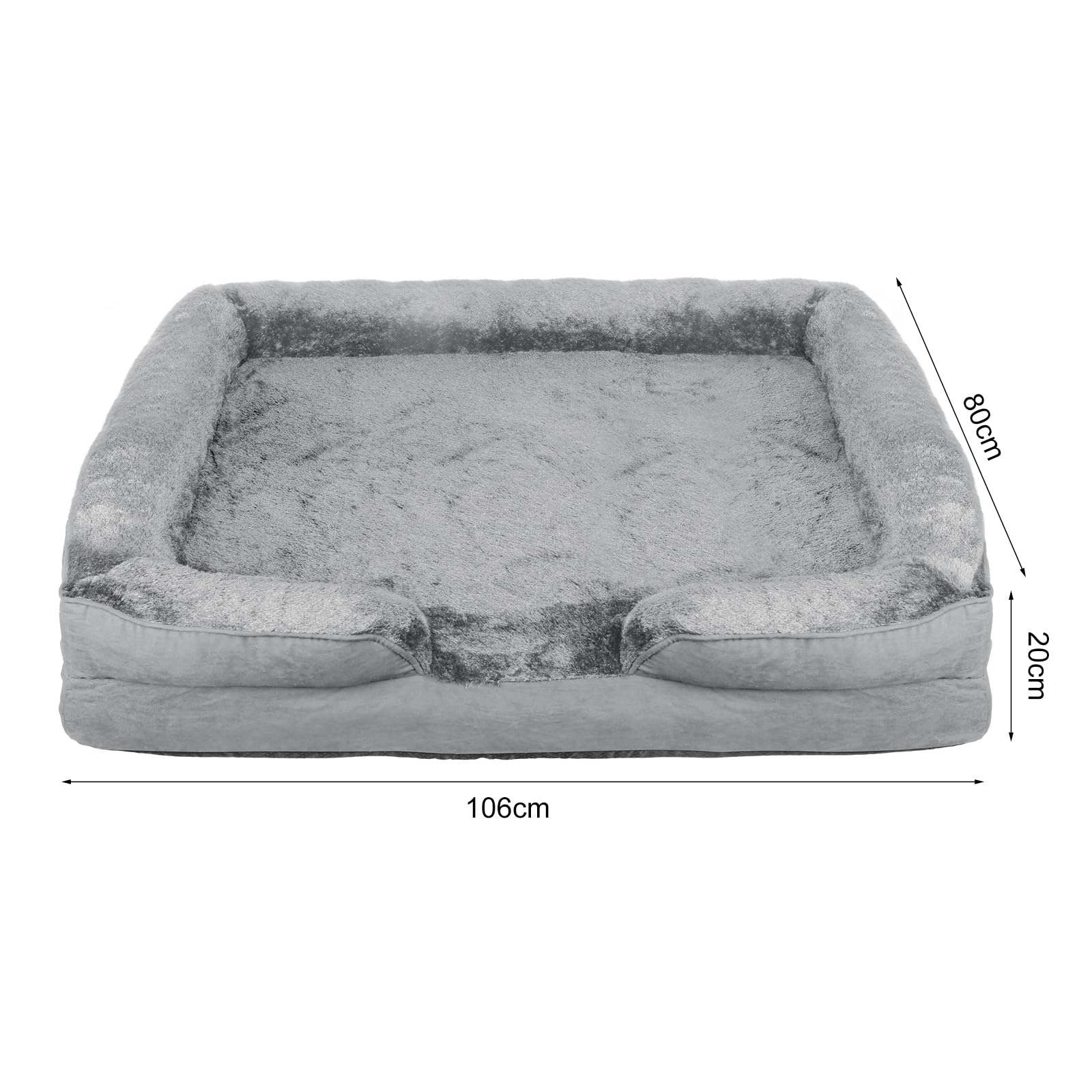 Cesta para perro, alfombra gruesa ultra suave, cojín para perro, desenfundable, cama para perro, lavable, memoria de forma impermeable, 105 x 80 x 20 cm (gris)