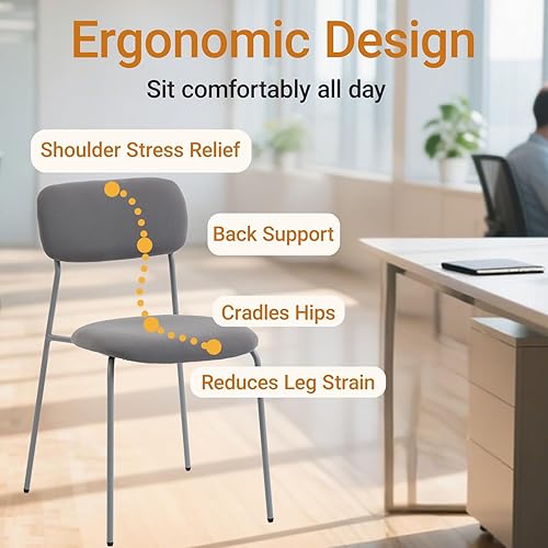 Miniatura 6 de Sidanli Juego de 4 sillas de invitados, sillas de oficina apilables sin ruedas con cojín suave para el hogar, la escuela, el médico y la oficina,