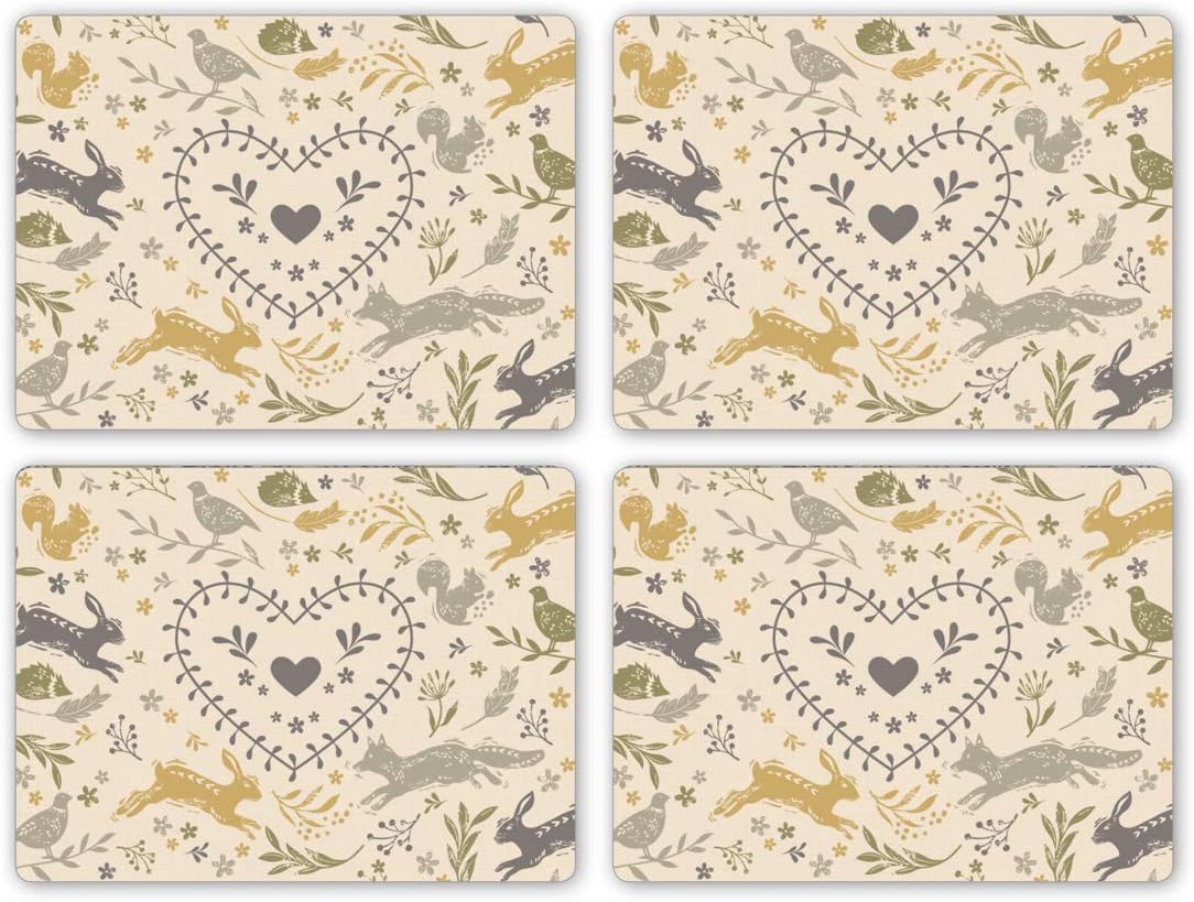 Cooksmart Pack of 4 Table Place Mats | Place Mats For Table With British Designs | Table Mats For All Types Of Kitchens - Woodland