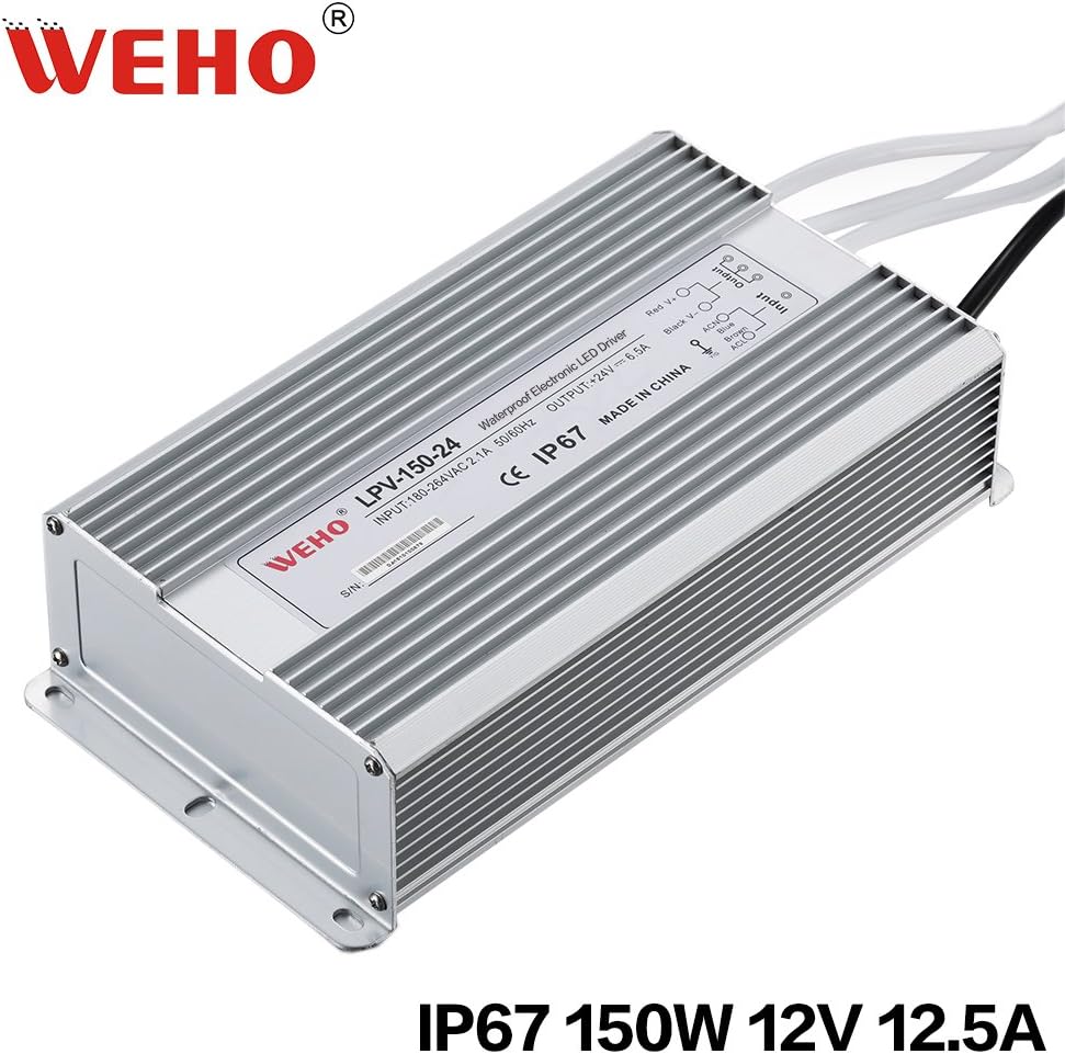 150W IP67 Waterproof LED Transformer Driver Power Supply for Strip DC 12V (LPV-150-12)