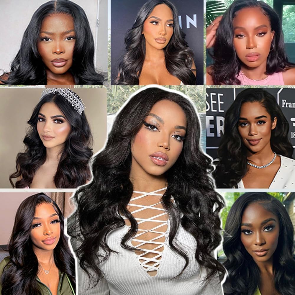 WENYAN Wear and Go Glueless Wigs Human Hair 4x4 HD Lace Body Wave 20 Inch | Pre Plucked Lace Front Pre Cut Body Wave Lace Front Wigs Natural Hairline Wigs 180 Density Natural Color