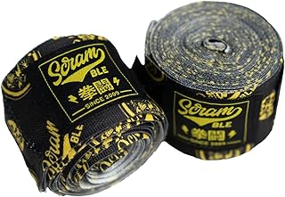 SCRAMBLE Logotype Hand Wraps. Extra Long Boxing Hand Wrap Inner Gloves, 210 Inches Elastic Thumb Loop Wrist Protector. Wrist Wraps For MMA, Muay Thai, Kickboxing, Martial Arts & Punching Training