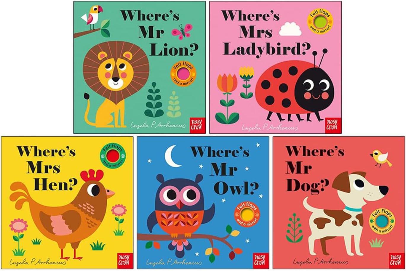 Felt Flaps Series 5 Books Collection Set By Ingela P Arrhenius (Where’s Mr Lion ? , Where's Mrs Ladybird?, Where's Mrs Hen?, Where's Mr Owl?, Where's Mr Dog?)
