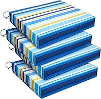 Vista 55 de downluxe - Cojín para asiento, redondo, impermeable, para exteriores e interiores, para patio o jardín, 43 x 41 x 5 cm, amarillo, paquete de 4