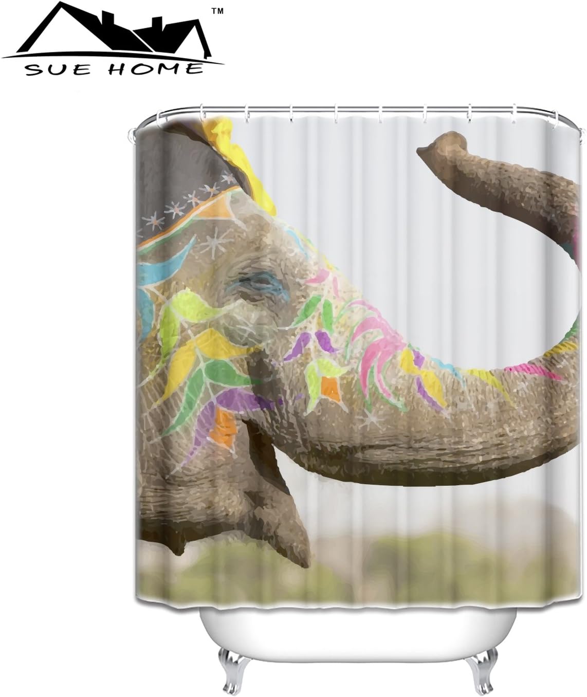 Color the elephant shower curtain by USE HOME, protect