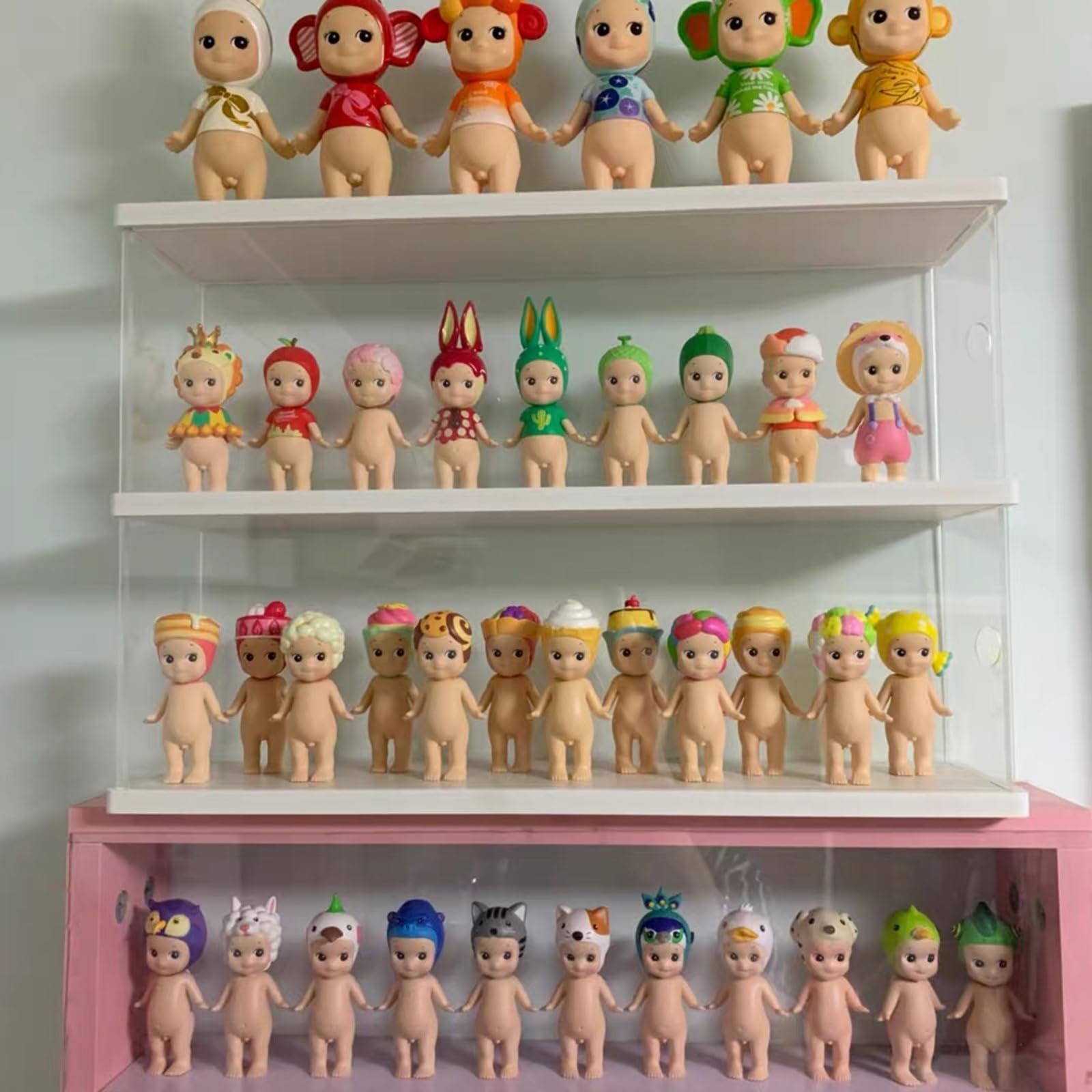 Acryl Vitrine Schaukasten für Funko Pop 11.5cm Figur, Transparente Acrylbox Präsentationsbox für LEGO Minifiguren Popmart Sammlerstücke für Playmobil DFB WM Sammel Actionfiguren, Weiß 39.5x9.6x27.5cm