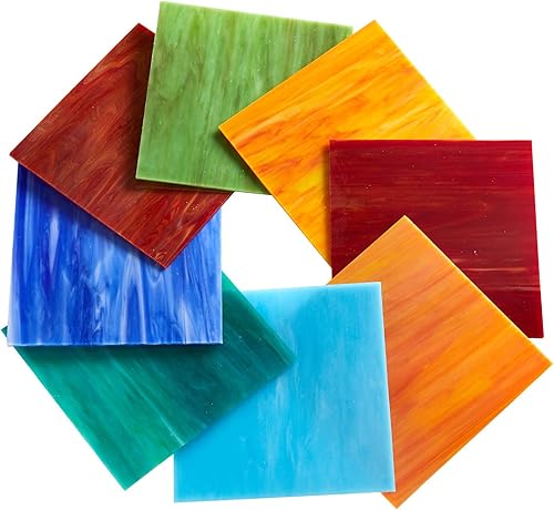 Miniatura 4 de Hojas de vidrio de 6 x 6 pulgadas, variedad de paquetes de vidrio de arco iris opaco, vidrio de arte de mosaico para manualidades de arte, colores