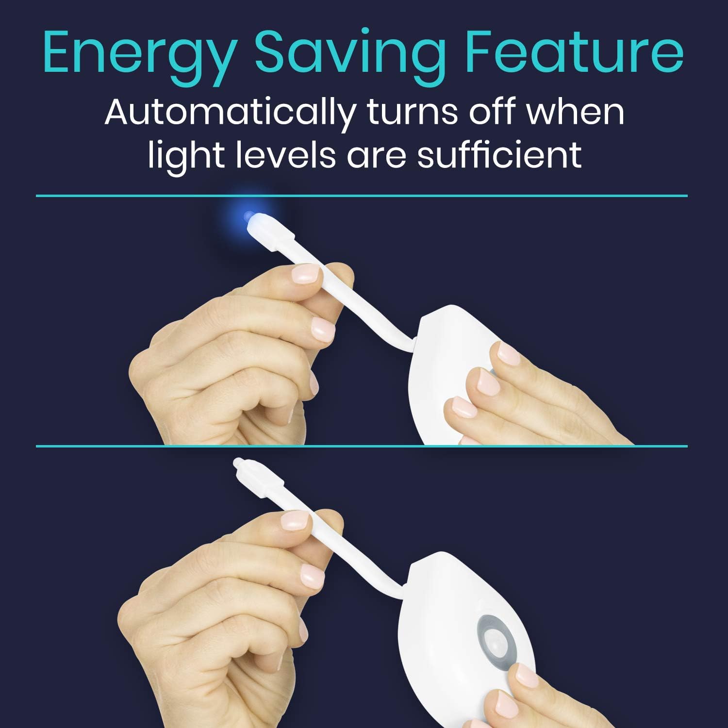 Vive Toilet Bowl Light - Night Motion Sensor Activated Device - Ultra Slim Flexible Nightlight for Bathroom, Kids, Adult, Elderly, Seniors - Waterproof, Adjustable - Battery Power Included (1 Pack)