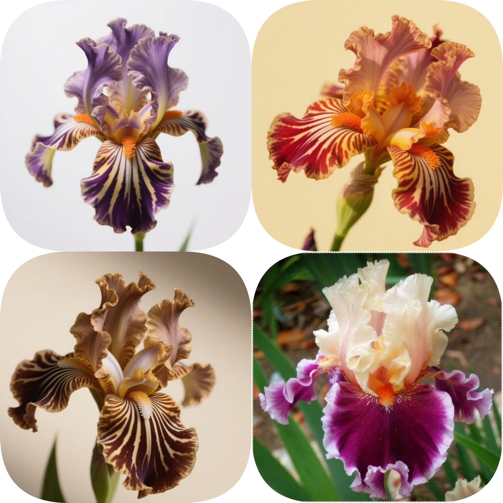 Iris Bulbs Mix Bulk - Bearded Iris Rhizomes - Iris Plant Root Excellent Display Indoor Perennial Balcony Garden Bulbs Can Be Potted-6bulbs-F