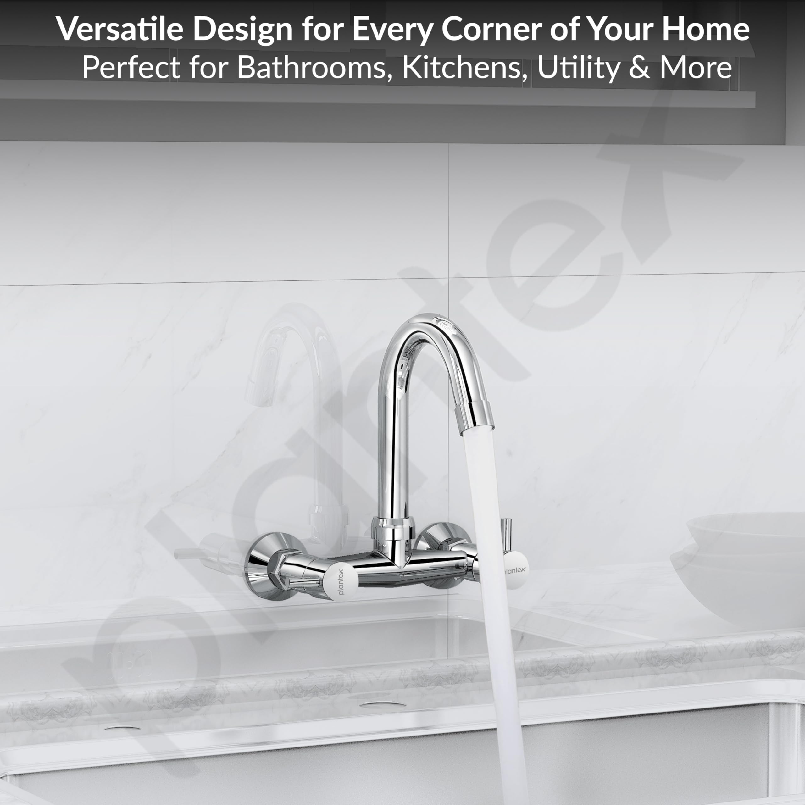 Plantex Brass Sink Mixer Tap - Hot & Cold, Chrome Finish -8