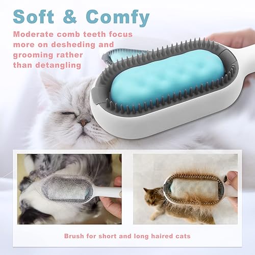 Miniatura 2 de Cepillo de aseo para gatos, cepillo largo y corto para quitar gatos de interior, verde